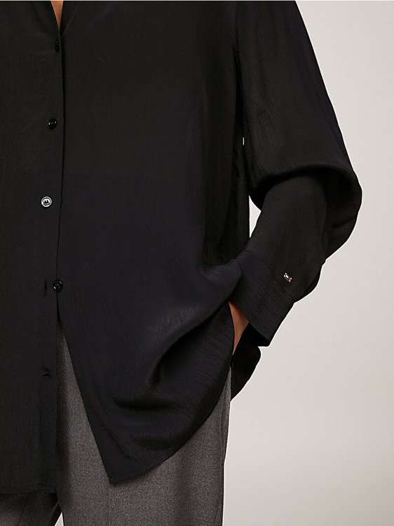 Fluid Vis Crepe košile – Tommy Hilfiger, Černá barva Ženy