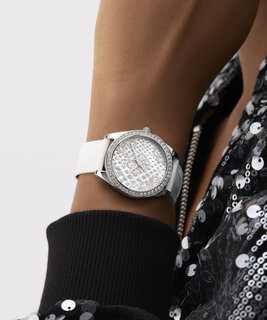 GUESS, Bílá, Stříbrná barva Boa hodinky