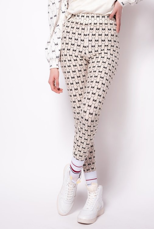 Pinko – Monogram legíny, Bílá barva 1