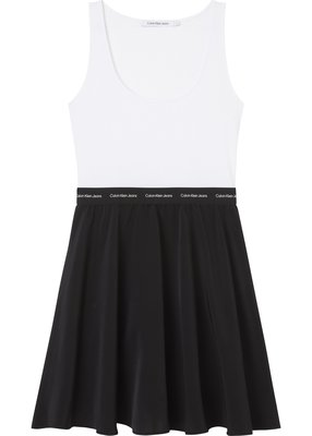 Calvin Klein Jeans – Contrast tape šaty, Bílá, Černá barva
