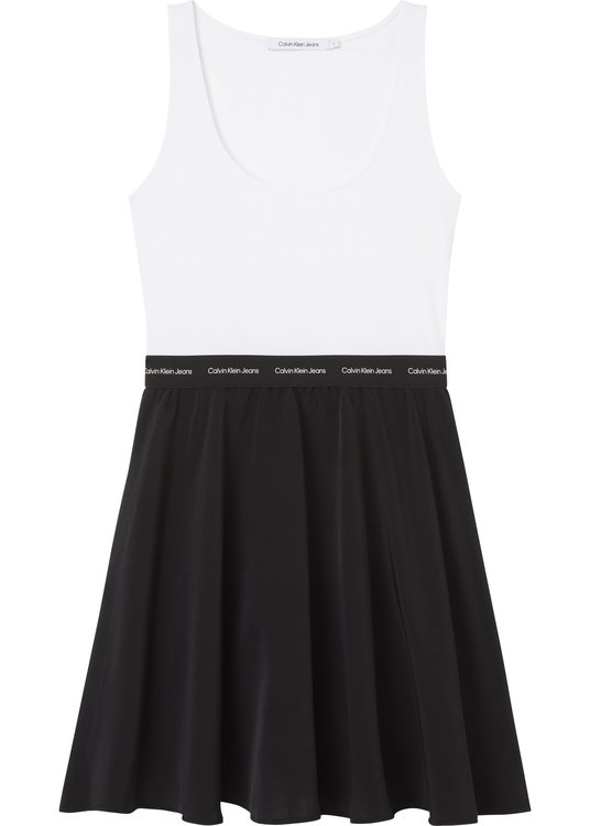 Calvin Klein Jeans – Contrast tape šaty, Bílá, Černá barva