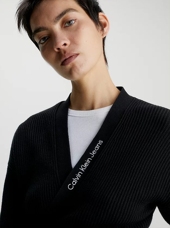 Luxusní Tied Loose kardigan, Černá barva, XS, S, M