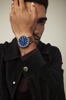 Hnědá, Modrá, Stříbrná barva, Waterbury hodinky