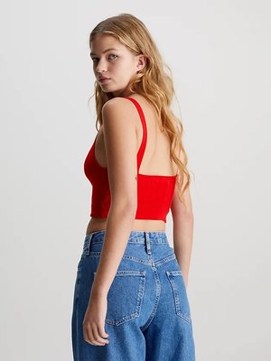 Woven Label top – Calvin Klein Jeans, Červená barva Ženy