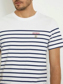 Luxusní All Over Stripes triko, Bílá, Multi barva, S, M, L