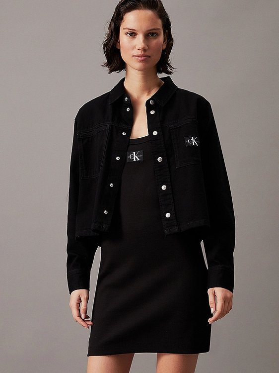 Calvin Klein Jeans – Cropped Dad Denim košile, Černá barva