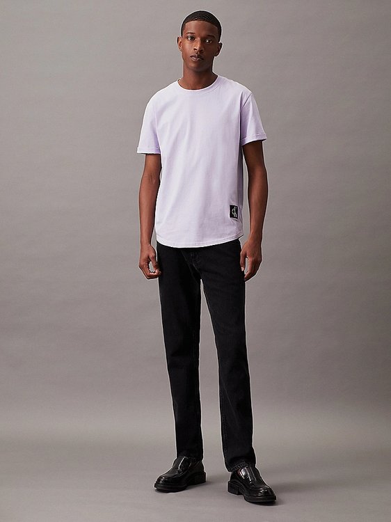 Luxusní Badge Turn Up Sleeve triko, Fialová, Růžová barva, XS, S, M, L, XL, XXL