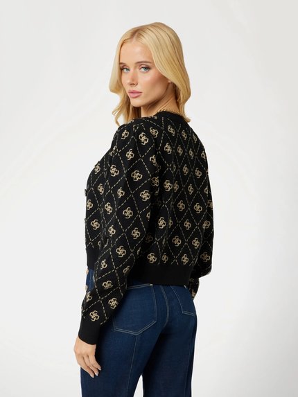 Módní Sarah 4G svetr propínací, Černá barva, 2024