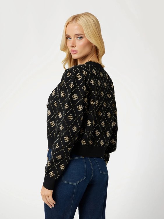 Módní Sarah 4G svetr propínací, Černá barva, 2024