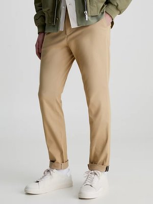Calvin Klein – Modern Twill Slim Chino kalhoty, Béžová barva