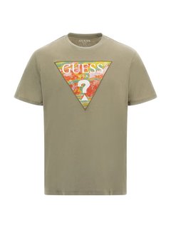 Luxusní Abstract triko, Khaki, Zelená barva, XL