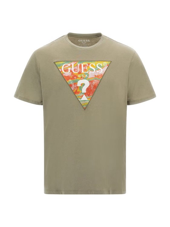 Luxusní Abstract triko, Khaki, Zelená barva, XL