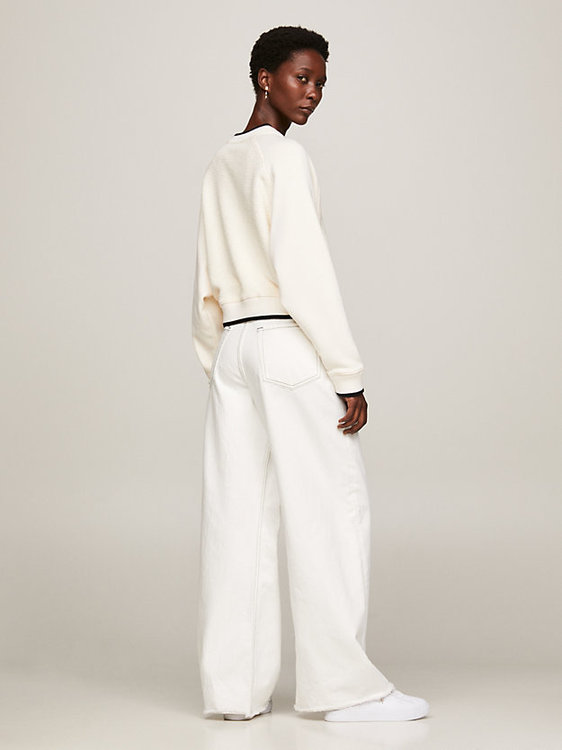 Módní Monogram Textured mikina, Krémová barva, 2024