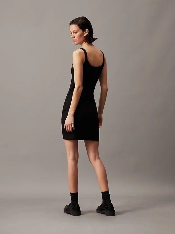 Woven Label šaty – Calvin Klein Jeans, Černá barva Ženy