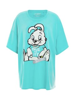 Bunny Oversize triko Modrá, Tyrkysová barva Ženy