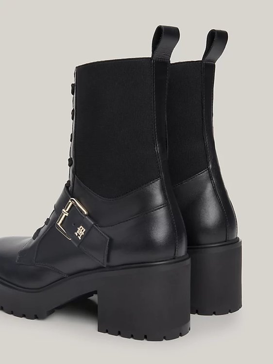 Luxusní Belt Leather kotníková obuv, Černá barva, 38, 39