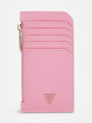 GUESS – Saffiano pouzdro na karty, Růžová barva