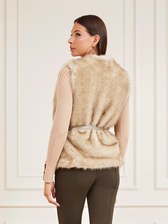Honey Faux Fur vesta – Marciano, Béžová barva Ženy
