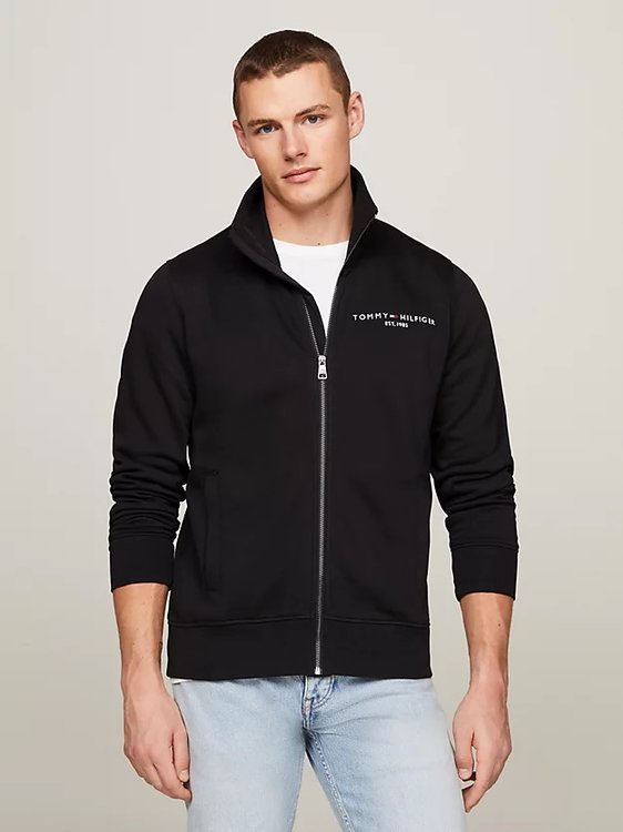 Tommy Hilfiger – Tommy Logo Zip mikina, Černá barva