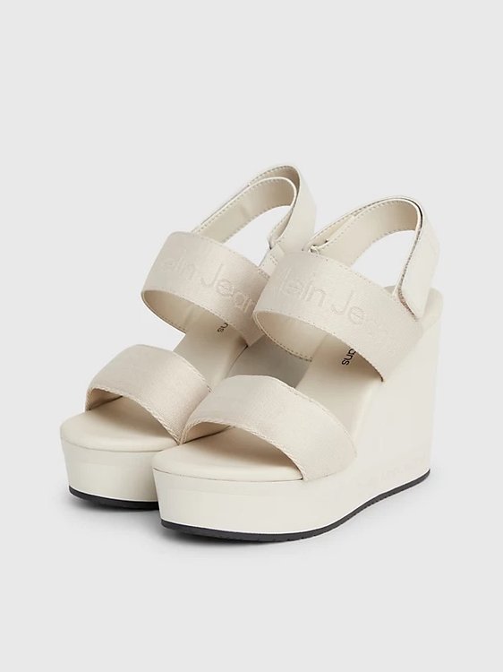 Wedge sandály – Calvin Klein Jeans, Béžová, Krémová barva Ženy