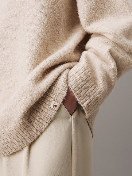 Módní Textured Loose svetr, Béžová barva, 2024