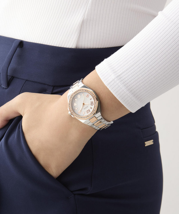 GUESS, Růžové zlato, Stříbrná barva Contessa hodinky