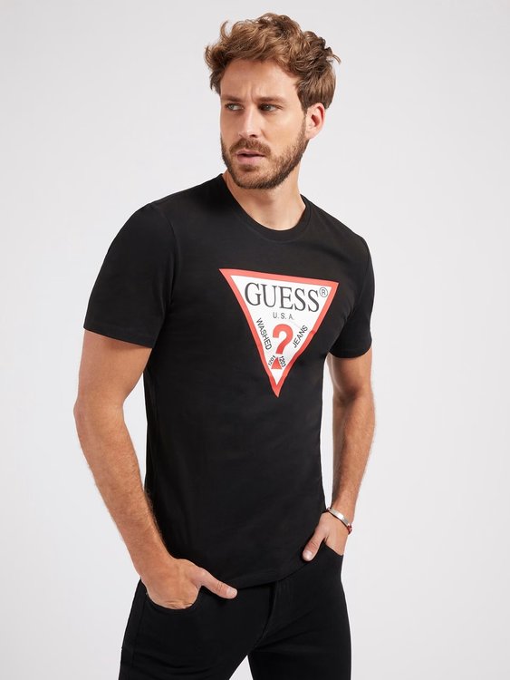 GUESS – Original triko, Černá barva