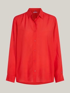 Fluid Vis Crepe Regular košile Červená barva Ženy