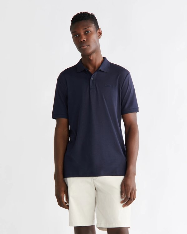 Calvin Klein – Smooth Cotton polo, Modrá barva