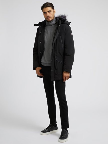 Módní Technical parka, Černá barva, 2022