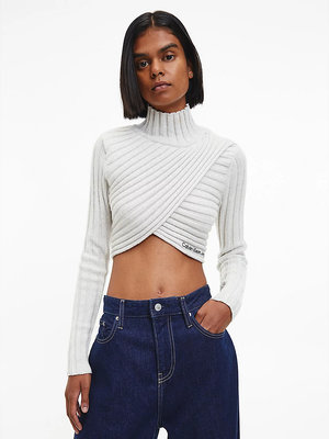 Calvin Klein Jeans – Wrap svetr, Krémová barva