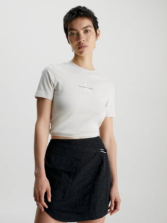 Calvin Klein Jeans – Monologo triko, Krémová barva