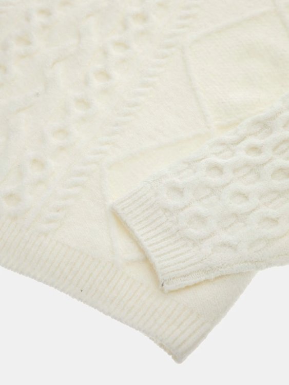 Luxusní Cable svetr, Bílá barva, XS, S, M, L