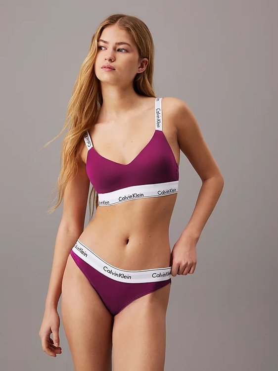Calvin Klein Underwear – Modern Cotton podprsenka, Fialová, Vínová barva