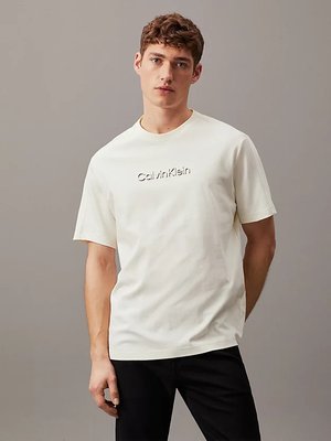 Calvin Klein – Shadow Embossed Logo triko, Krémová barva