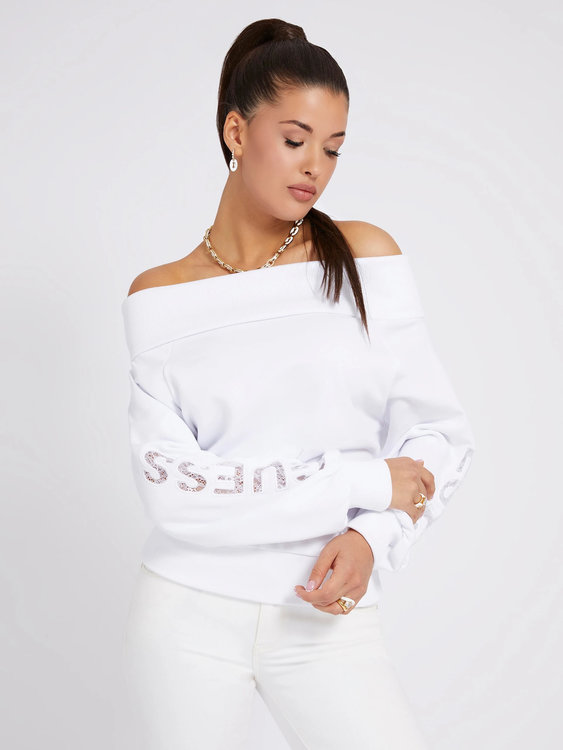 Guess – Marinda mikina, Bílá barva