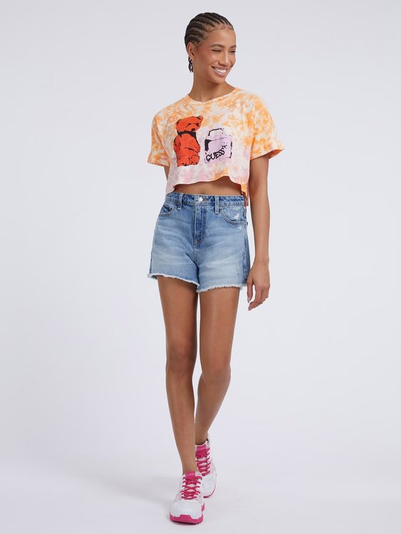 Módní Teddy Crop triko, Oranžová barva, 2023