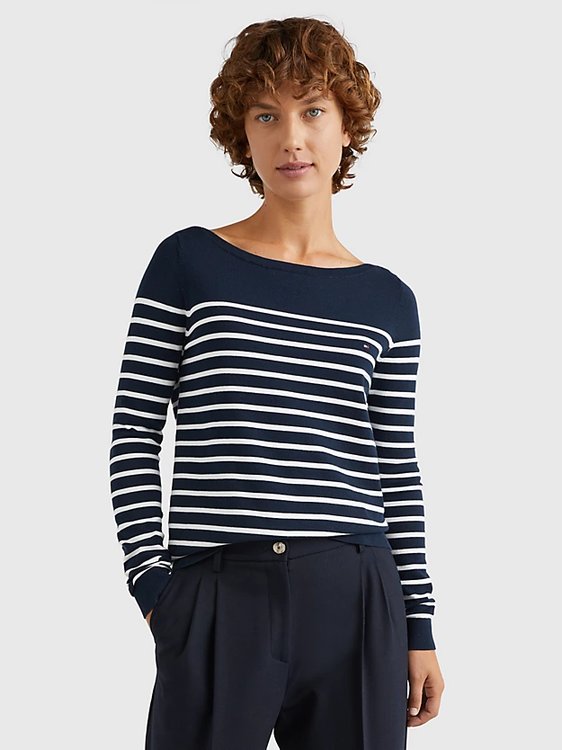 Tommy Hilfiger – Heritage Boat Neck svetr, Navy barva