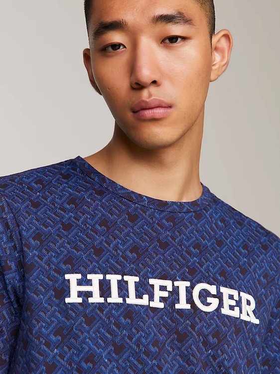 Luxusní Monogram triko, Modrá barva, M, L, XL