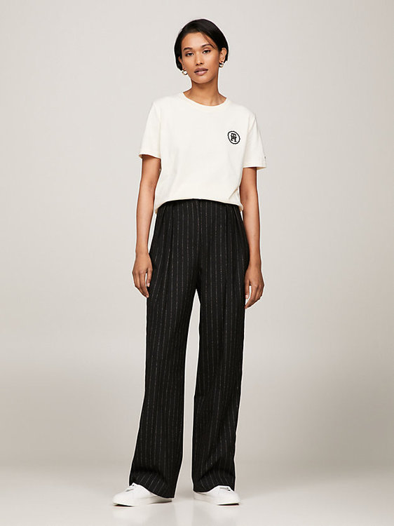 Monogram Stamp triko – Tommy Hilfiger, Béžová, Bílá barva Ženy