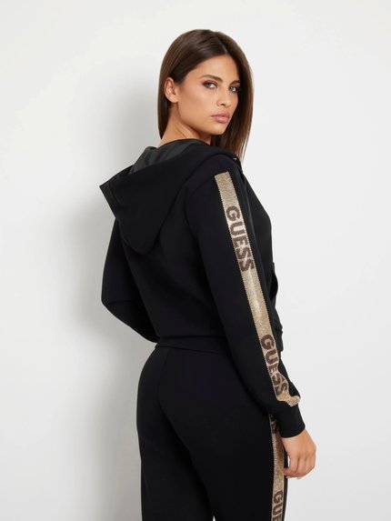 Módní Hood Studs Logo mikina s kapucí na zip, Černá barva, 2024