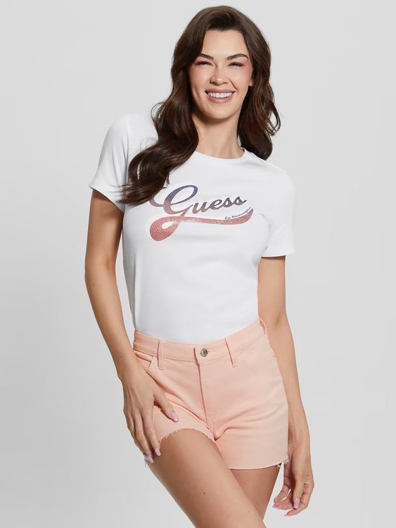 GUESS – Shaded triko, Bílá barva