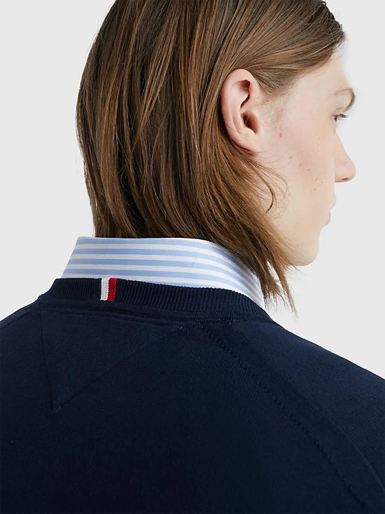 Luxusní 1985 V-Neck svetr, Navy barva