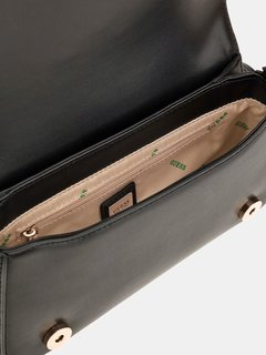 Luxusní Eco Mietta Flap Shoulder střední kabelka, Černá barva, T/U