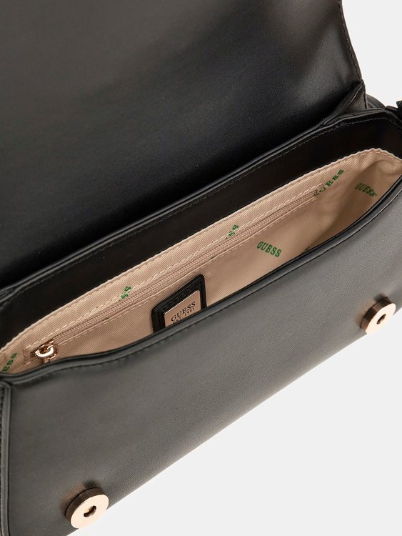 Luxusní Eco Mietta Flap Shoulder střední kabelka, Černá barva, T/U