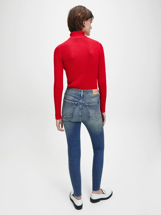 Módní Žebrový Svetr, Červená barva, 2021, 2020