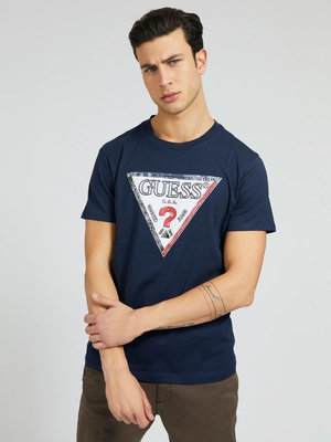 Guess – Logo triko, Navy barva