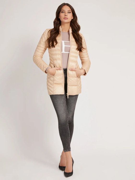 Guess, Béžová barva Natasha bunda