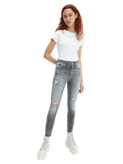 Módní Super skinny jeany, Šedá barva, 2022