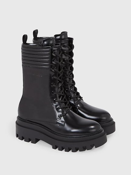 Módní Flatform Knee kotníková obuv, Černá barva, 2023